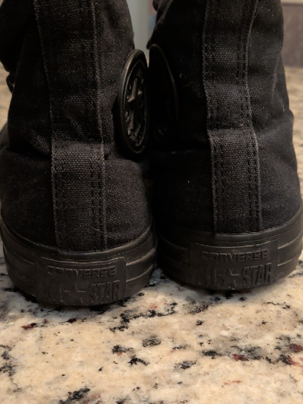 Converse Black High Top Sneakers — All Black Mens 7 Women's 9 - Picture 3 of 9